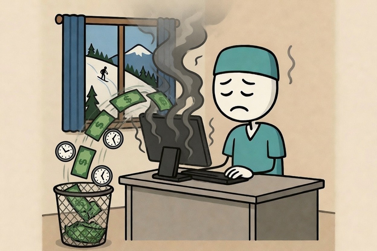 Tired clinical professional as money and time drain from failing IT